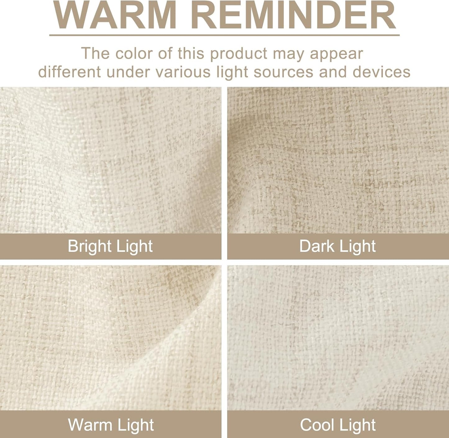 Skiennix 100% Blackout Linen Curtains - Thermal Insulated Drapes for Bedroom | 84" Long, Light Cream, 2 Panels Set