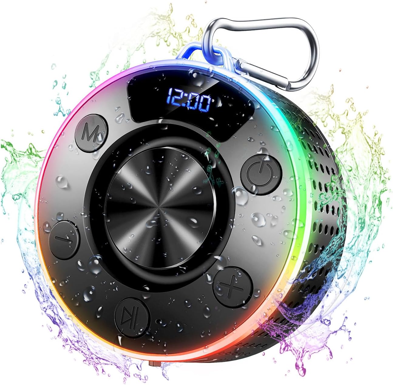 Donerton 5.4 360HD IPX7 Bluetooth Shower Speaker, Portable Bluetooth Speaker with Stereo Sound and Robust Bass