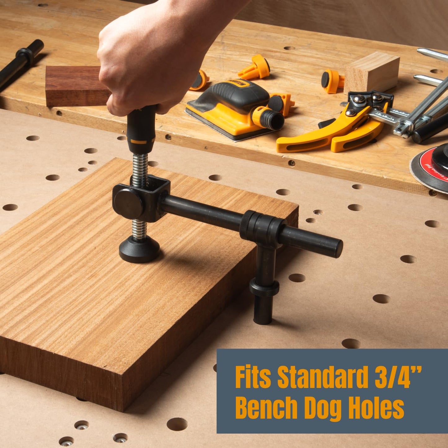 POWERTEC Multi-Functional Project Table with Wheels | Workbench with 3/4" Bench Dog Hole Pattern for Sanding, Cutting, and Woodworking Projects (MT4012)