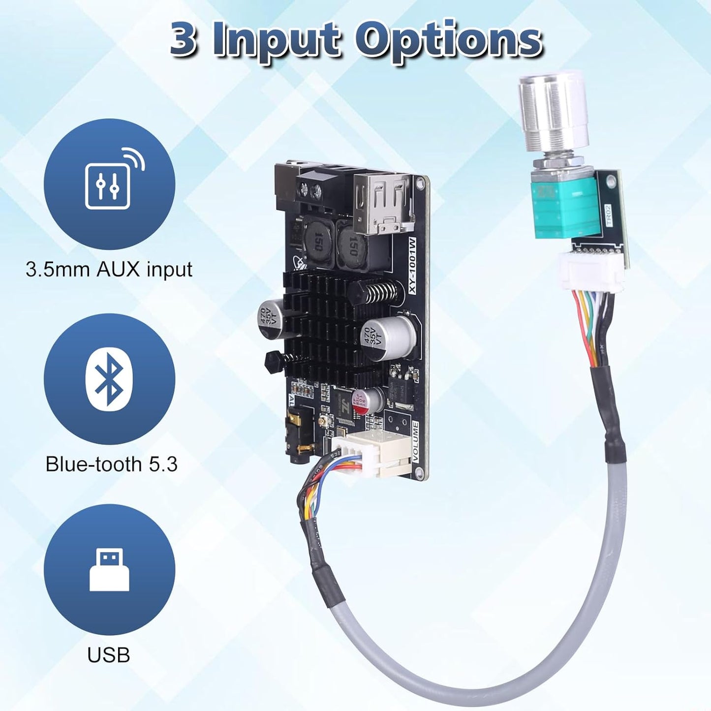 100W, TPA3116 9-24V) Bluetooth Amplifier Board Mono Audio Amp with IPEX Antenna Connector, TWS Pairing
