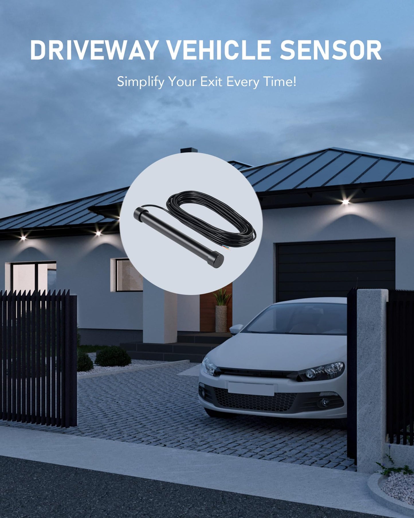 CO-Z Vehicle Exit Sensor Kit, Wired Driveway Gate Exit Wand for Automatic Gate Opener 50 ft. Cable Range, Driveway Vehicle Sensor for Sliding & Swing Gate, Smart Car Detector for Truck Motorcycle ATV