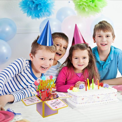 JY-King Happy Birthday Pop-Up Card | Colorful 3D Celebration Box for Adults & Kids - Perfect Handmade Gift