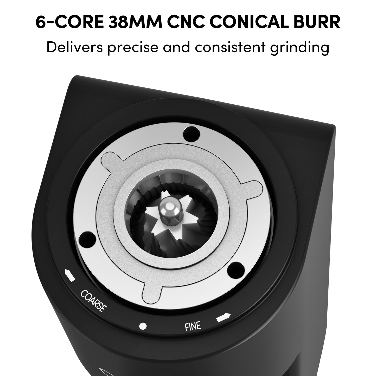 Burr Coffee Grinder,Wirsh Electric Single Dose Coffee Grinder Geimori GU38 with 38mm 6-Core Conical Burr,Stepless Adjustment for Espresso,Drip,French Press,Cold Brew,Bellows Included.