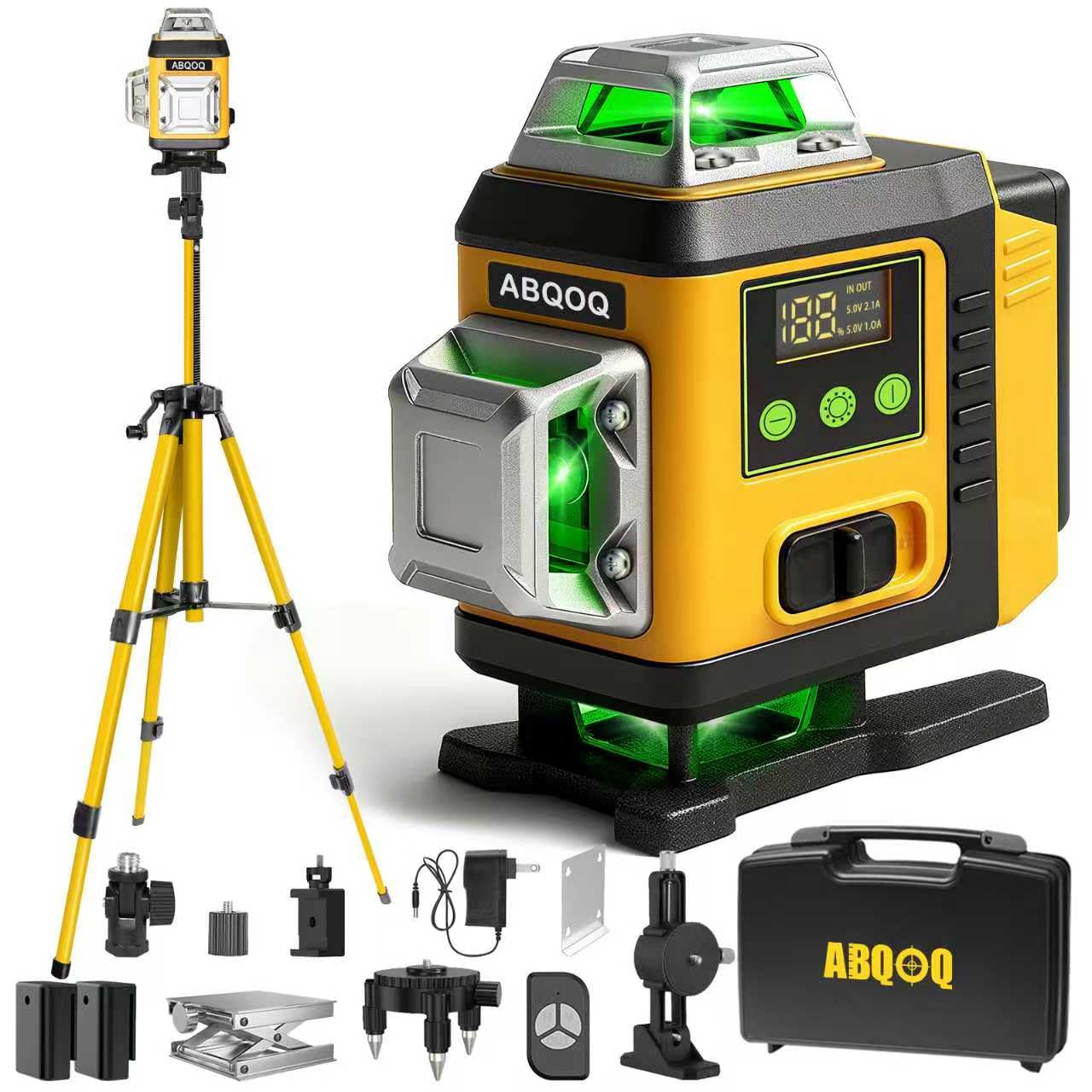Laser Level - Laser Level 360 Self Leveling with Tripod, 4 x 360 Lazer Leveler Tool Green Line Laser for Ground Leveling, 16 Line Laser Level for Picture Hanging, Measuring, Construction