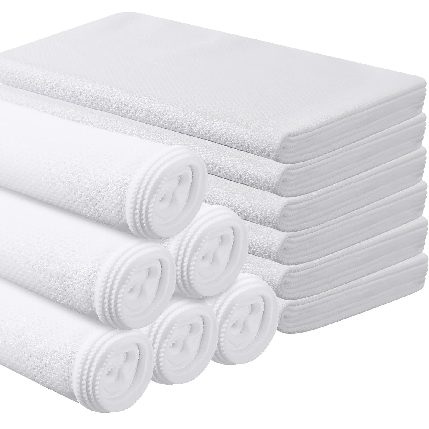 BBTO 12 Count Sublimation Cooling Towels Bulk for Sports 40"x12" White Golf Sweat Gym Towel Ice Breathable Soft Chilly Microfiber Sweat Rags for Neck Face Body Hot Weather Workout Sports