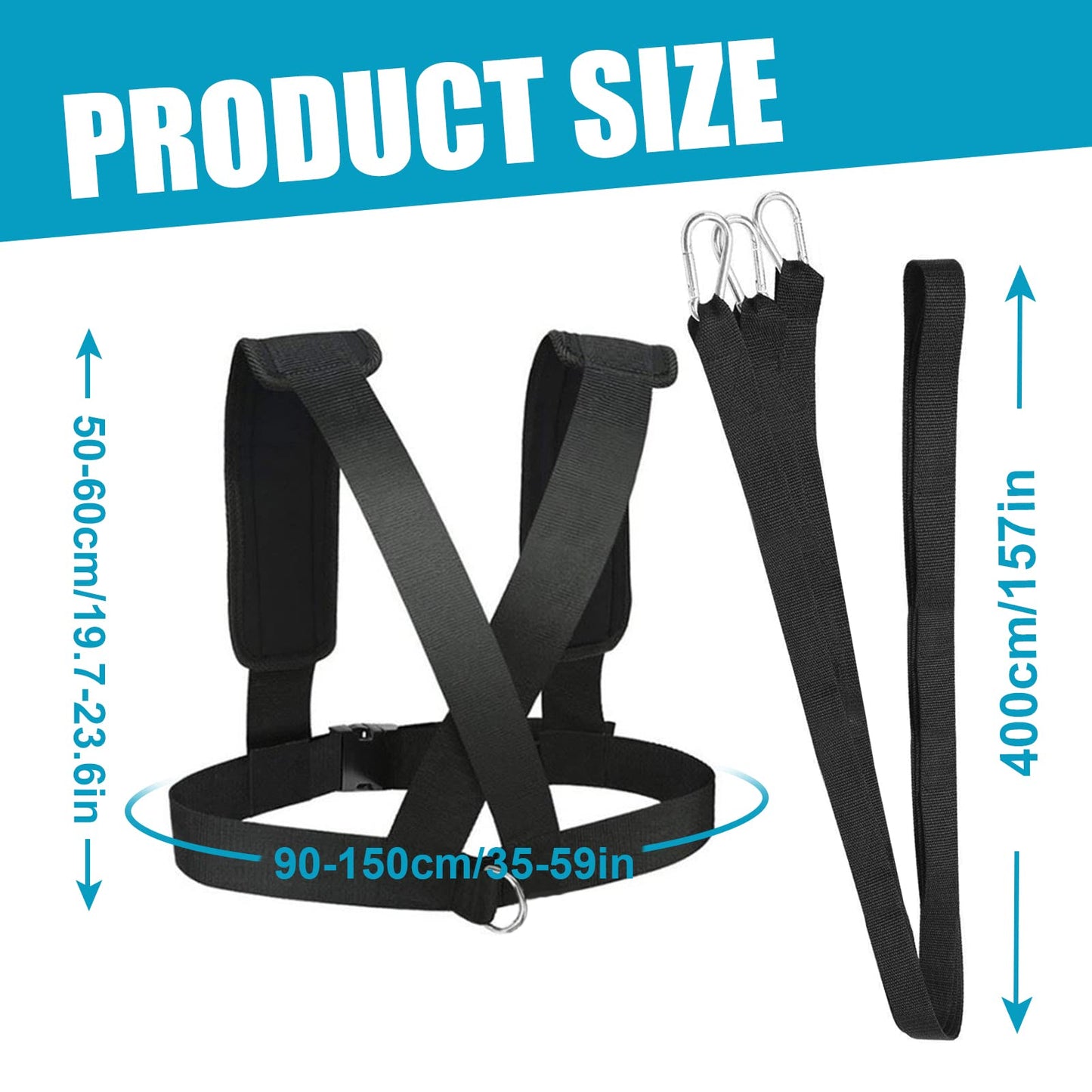 YNXing Sled Harness Workout Resistance and Assistance Trainer Physical Training Resistance Rope Kit Improving Speed, Stamina and Strength (13.1FT)