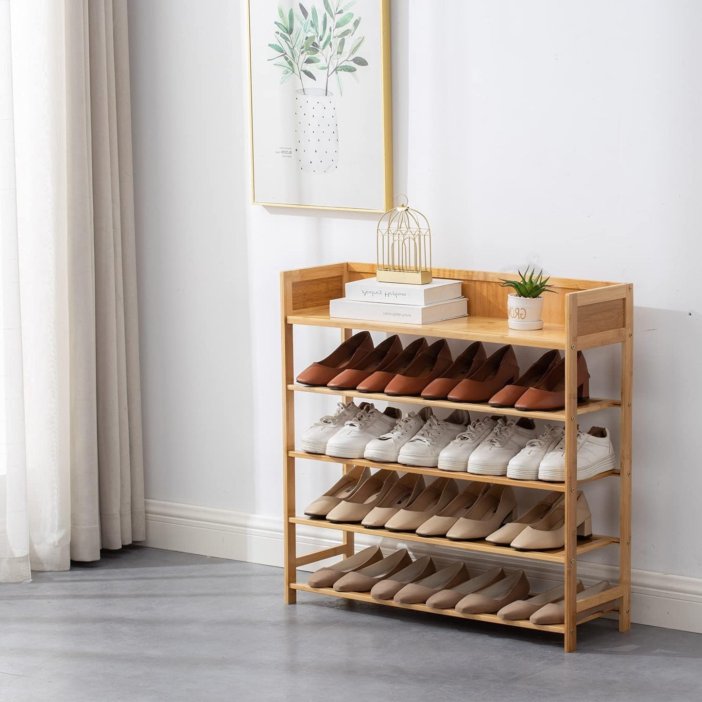 Bamboo Shoe Rack Organizer - 5-Tier Storage Solution for Entryway, Hallway & Closet | Natural Finish (31.5")