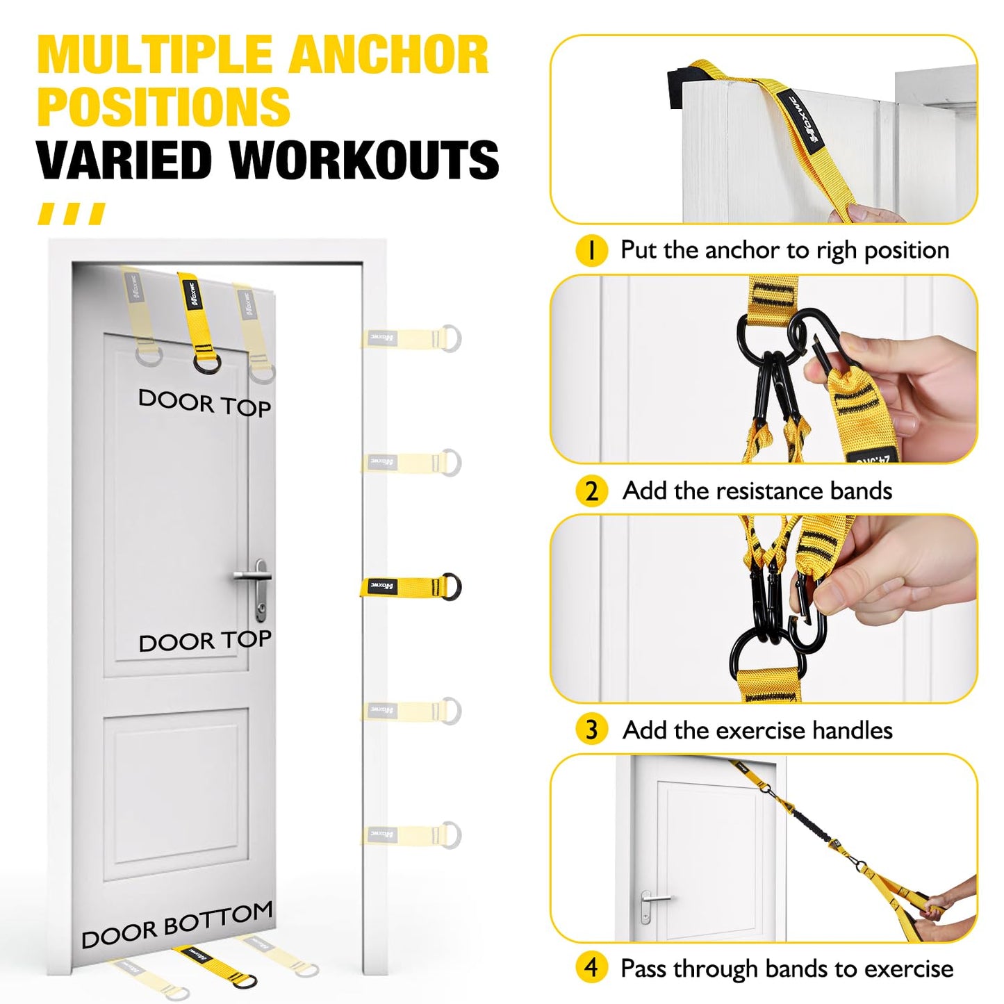 HOXWC Resistance Bands with Handles, Exercise Bands with Door Anchor for Working Out, Home Gym Workout Equipment for Push Downs, Tricep, Biceps, Arms, Back, Chest, Abs, Shoulder Training