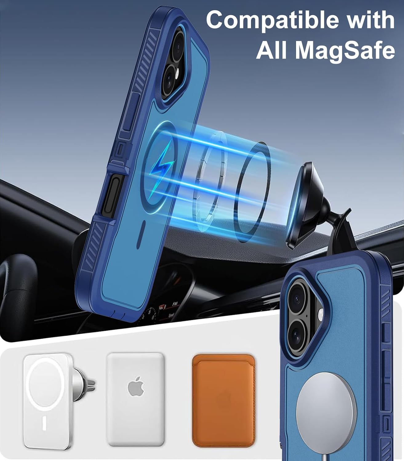 Aimoll-88 16 2X 16 2 for iPhone Case, [Compatible with MagSafe] with Screen Protector Heavy Duty Drop Protection, Full