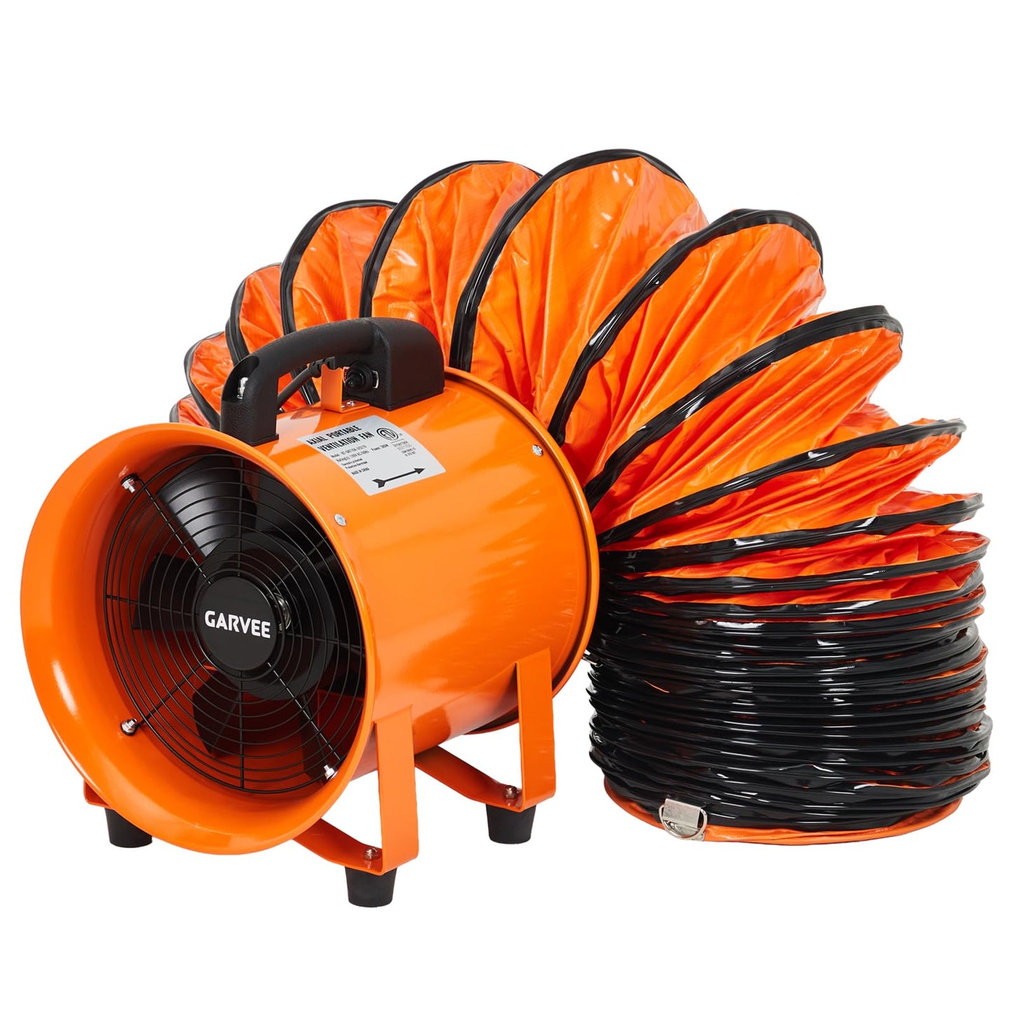 8 Inch Utility Blower Fan, Portable Air Mover Blower Fan with 32.8 ft Flexible Duct Hose, 1100 CFM Low Noise Portable Industrial Exhaust Fan/Extractor/Ventilator for Basements Workshops Warehouses