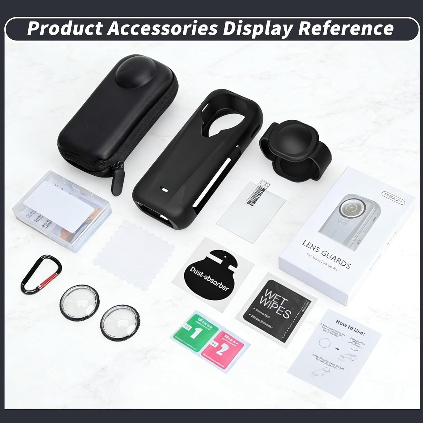 Vasgather 360 X4 Camera Protective Kit for insta Air Accessories Include-Screen Protector/Lens Guard/Silicone