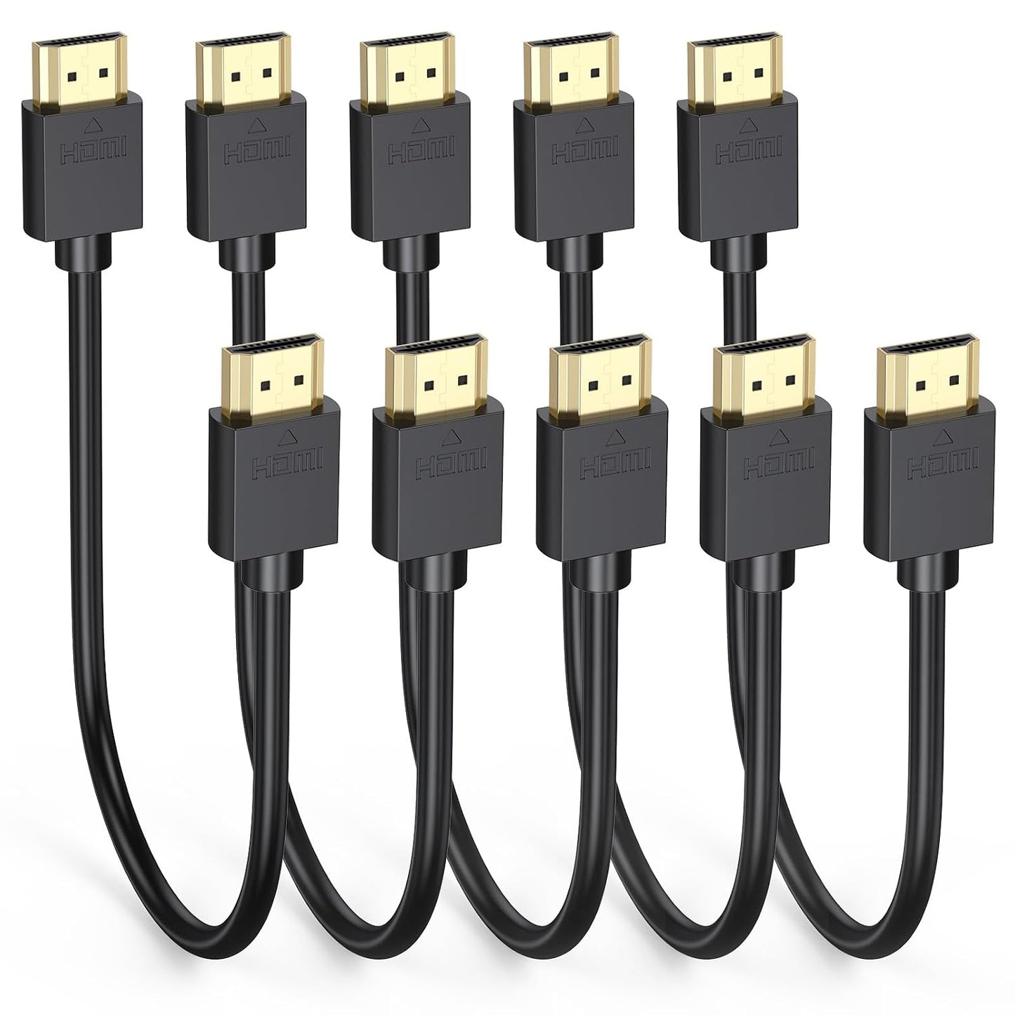 1FT 5-Pack, 4K 1FT Multi-pack,Slim 2.0 1 4K@60Hz,2K@165/144Hz,HDCP 2.2, CL3 Short HDMI Cable HDMI to HDMI Cable HDMI