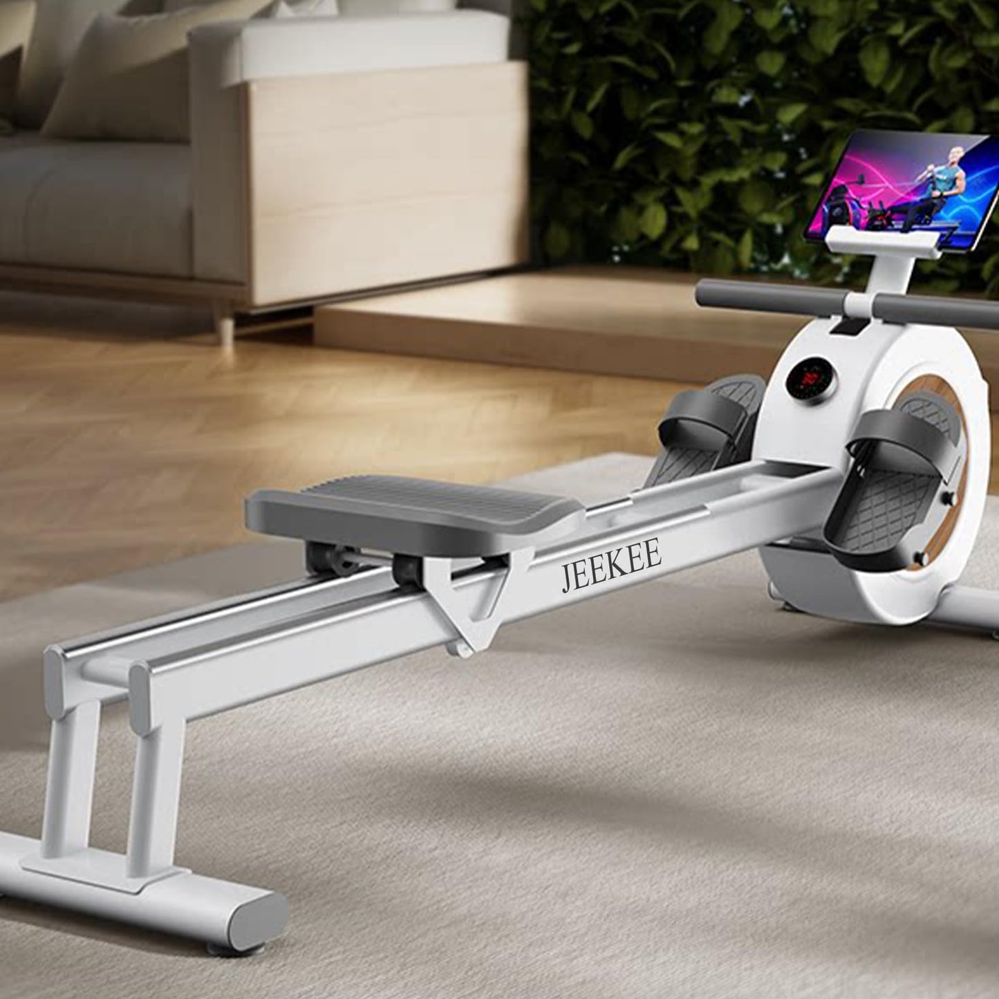 JEEKEE Rowing Machine for Home, 350 LB Capacity, 16-Level Silent Resistance, Full-Body Workout Compact Rowing Machine