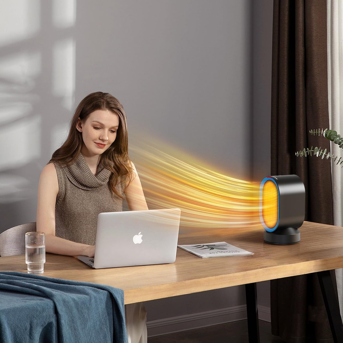 TABYIK Electric Space Heater - 45° Oscillating Portable Heater for Home & Office | Compact Black Design