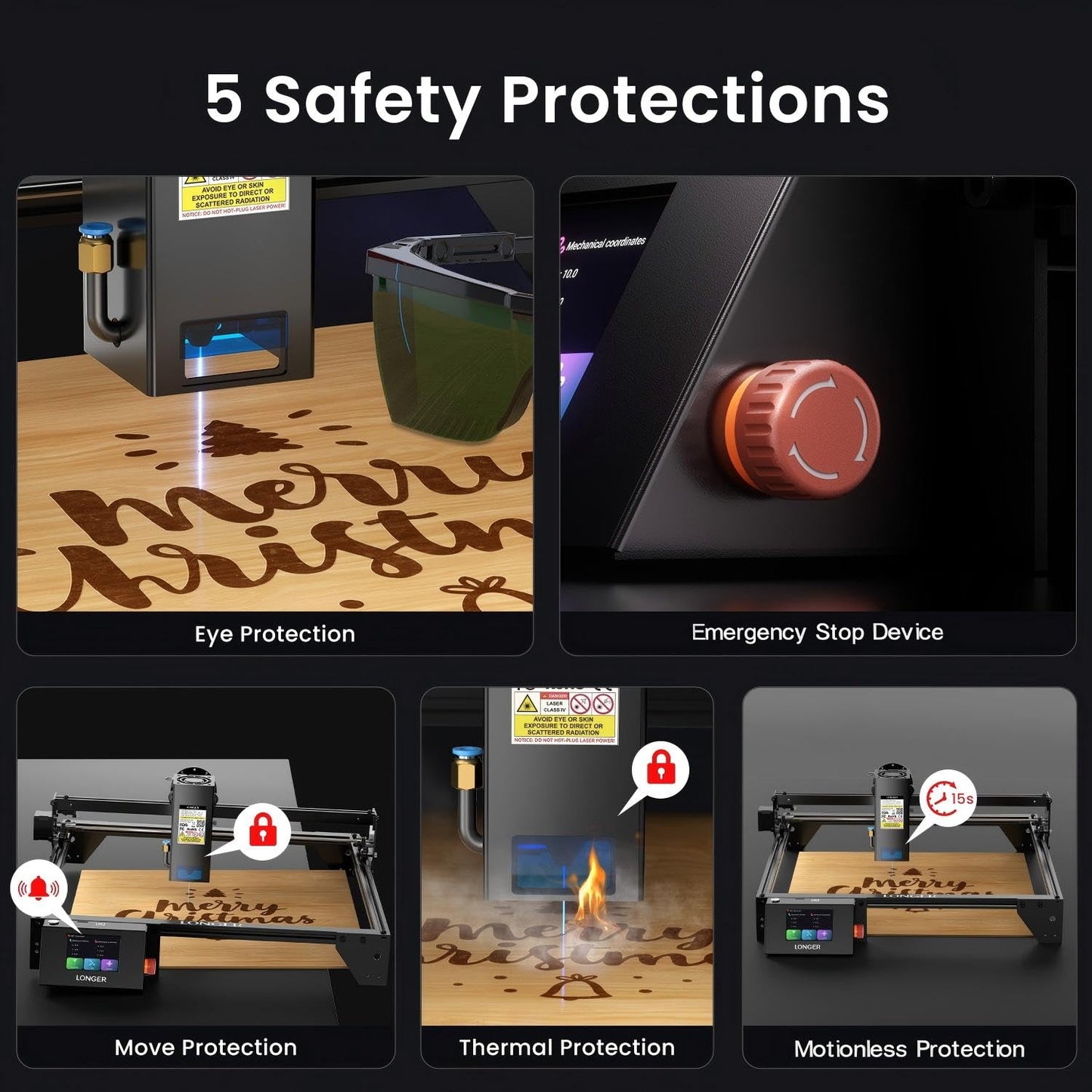 LONGER Ray5 20W Laser Cutter, 20W Laser Engraver with 3.5" Touch Screen, Offline Use, 24000mm/min Speed, DIY, CNC Machine for Wood, Metal, Acrylic, Glass, Leather, Paper, etc.