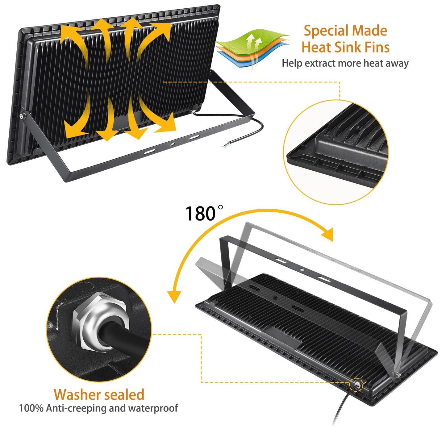 XYCN 600W LED Stadium Flood Lights Outdoor(3050W Equivalent),67500LM Super Bright LED Arena Lights,100-277V IP66 Waterproof 5000K Daylight White Commercial Lighting for Sports Fields and Counts