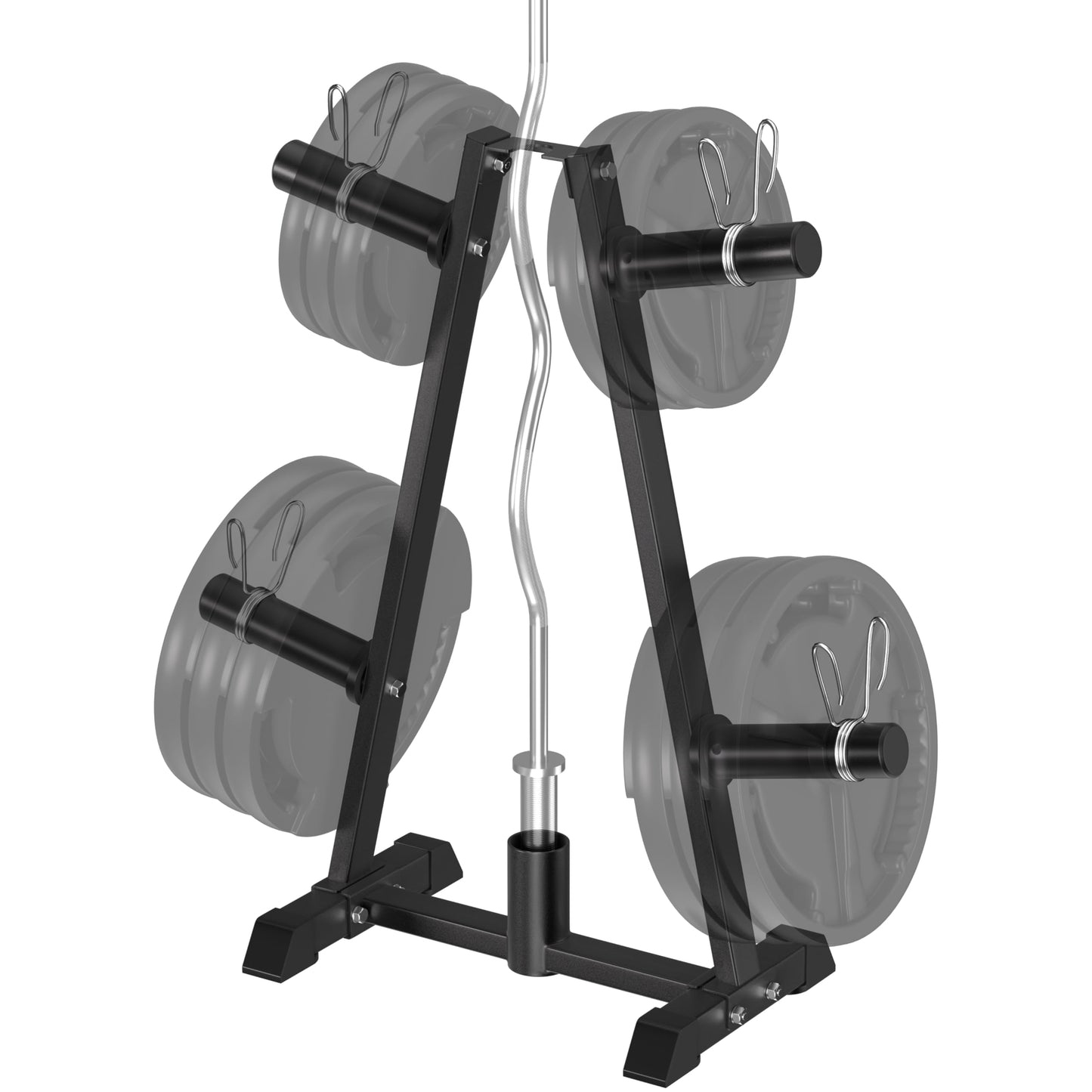 CHICAURA Weight Plate Tree, Universal 1" & 2" Olympic Weight Rack for Plates, A-Frame Bumper Plate Storage with Barbell Holder, 560 LBS Weight Holder Stand for Home Gym
