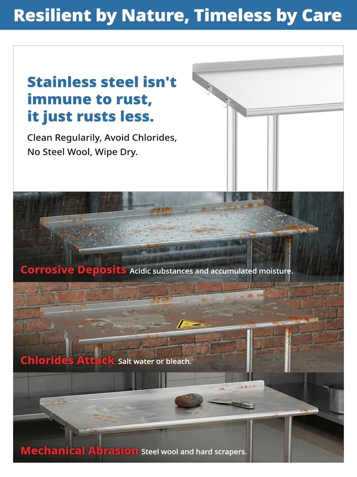 Atelicf All-Stainless Steel Prep Table, 24 X 48 Inches, with Casters and Adjustable Undershelf, Heavy-Duty Build for Outdoor Use,Restaurants,Hotels,Workshops,Kitchens,Gardens, and Garages