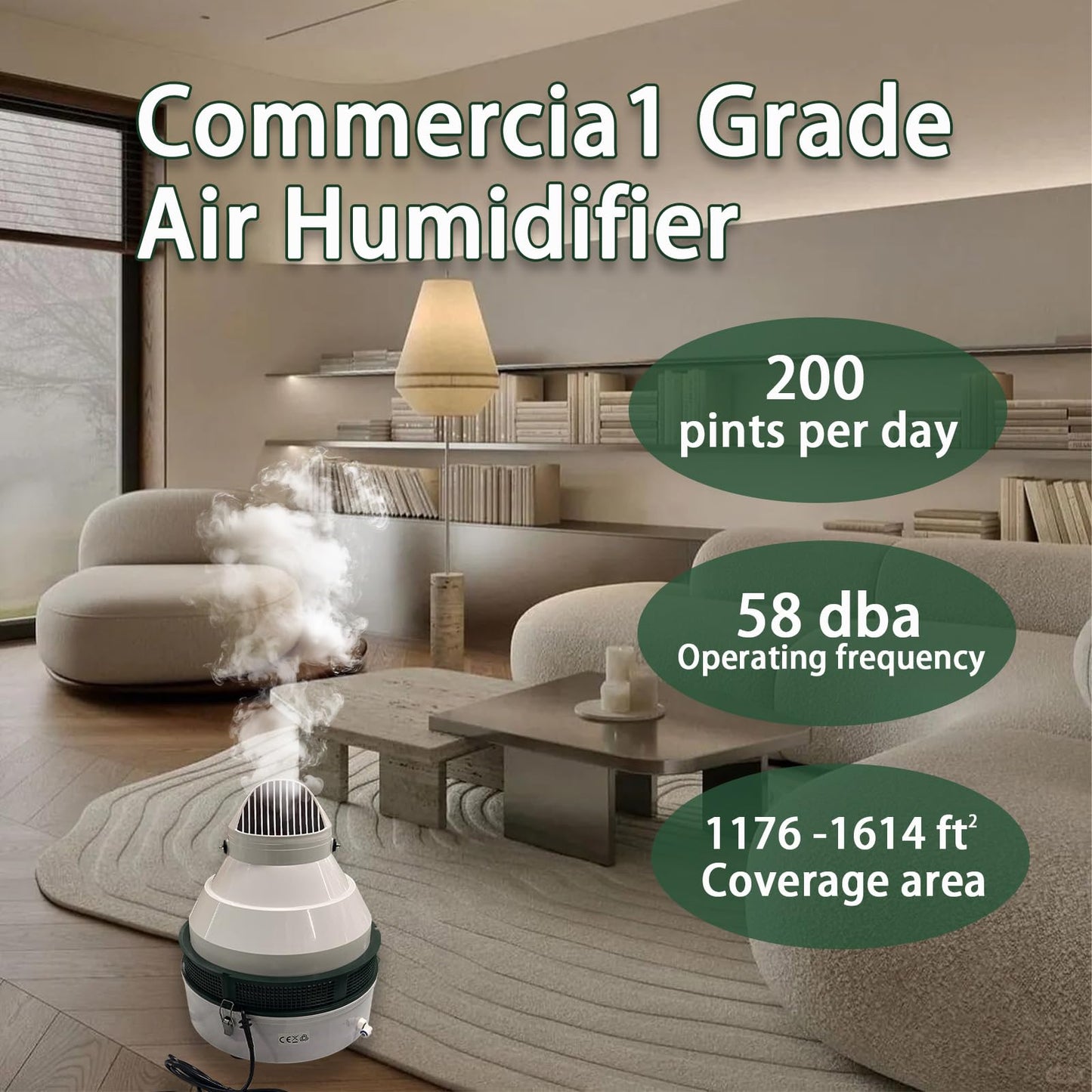200 Pint Air Humidifier Commercial Grade Mist And Mist Hydroponic Growth Chamber，Industrial Grade Humidifier With Multi-Directional Fogging Head, Indoor Plant For Large Rooms