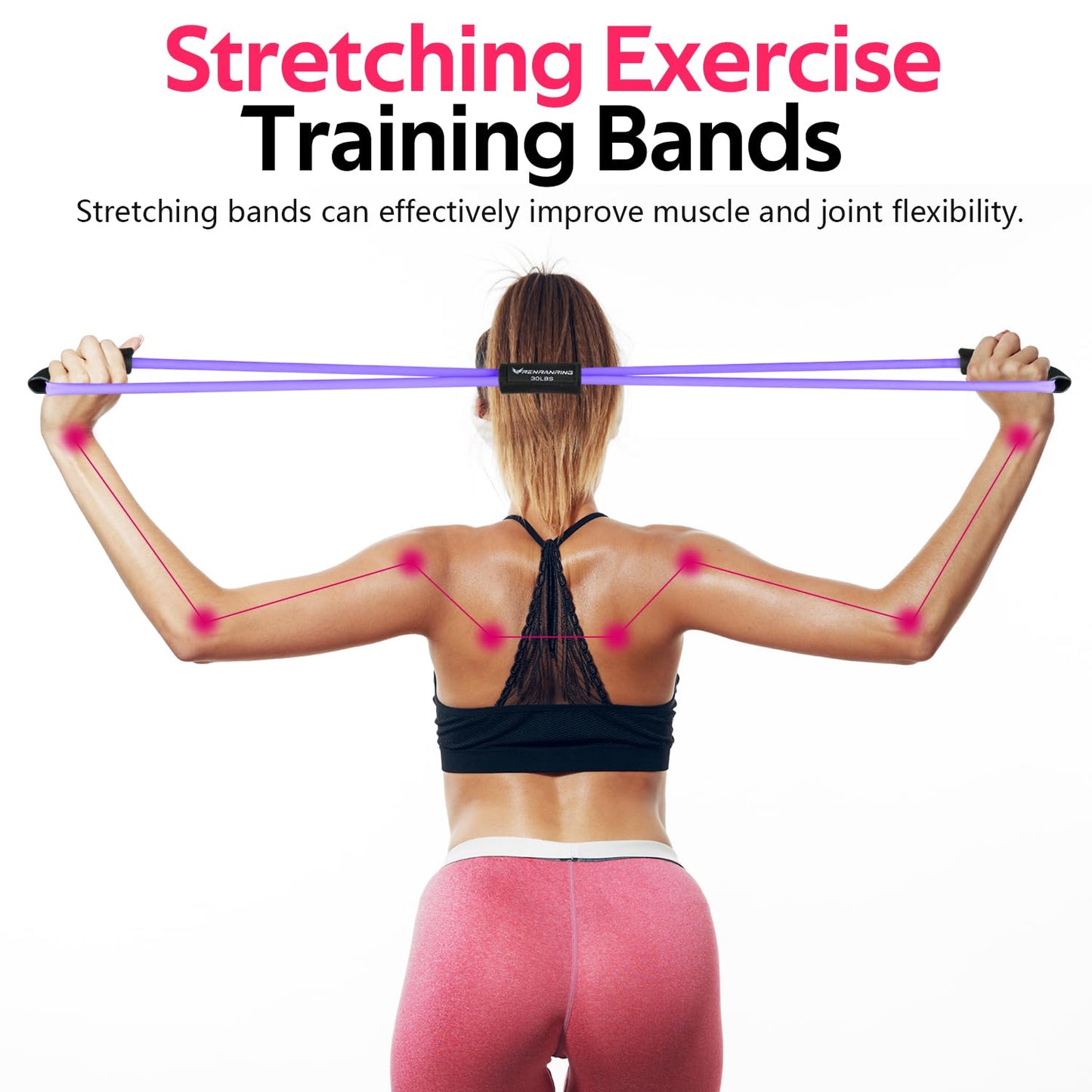 Resistance Bands, Figure 8 Fitness Exercise Bands with Handles - 8 Shaped Resistance Bands of 3 for Arm and Shoulder Stretch, Rope 8 Word Elastic for Women and Men