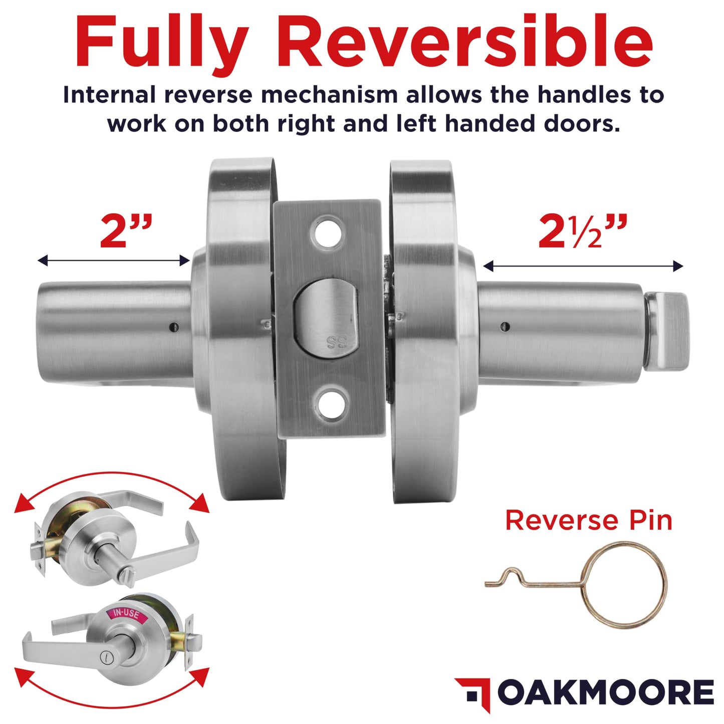 OAKMOORE Commercial Bathroom Door Handle with Indicator Lock | Privacy Commercial Locks for Public Restrooms | Vacancy Indication Occupied Deadbolt | Industrial Door Handle Bathroom Door Lock