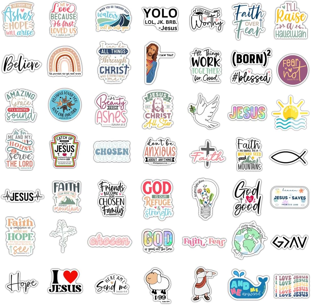 Skiennix 100 Pack Christian Stickers - Waterproof Vinyl Bible Verse Designs for Kids & Teens | Perfect for Water Bottles, Laptops, and Phone Cases