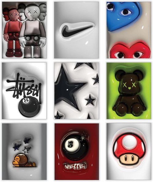 Hypebeast Posters | Trendy Wall Decor for Sneakerheads | 9-Piece Art Print Set (8x10 Inch)