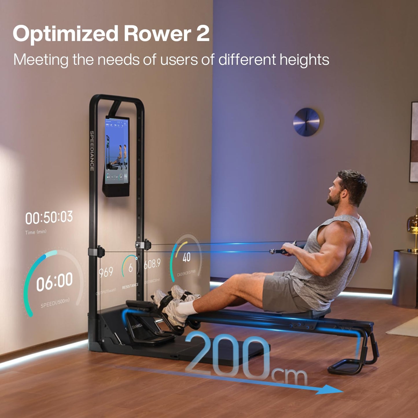 Speediance AeroRow Rowing Bench, Next Generation of Rowing Machines, Rower Attachment for Gym Monster, Home Work Out Rowing Machine, Adjustable Resistance Levels, Rowing Machine