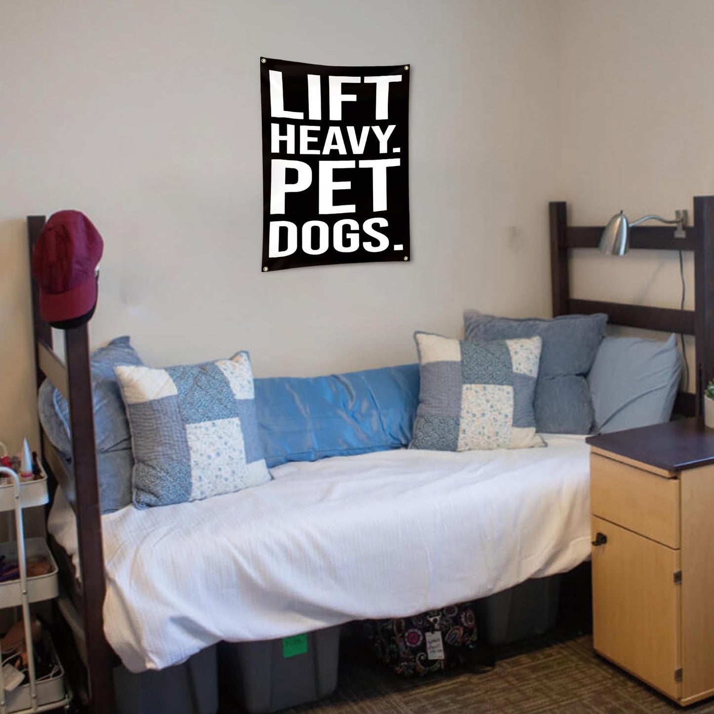 Lift Heavy Pet Dogs Flag Motivational Home Gym Flag Banner Office Gym Wall Decor Fitness Lifting Flag with 4 Brass Grommets for Home Garage Gym decor 2x3 Feet