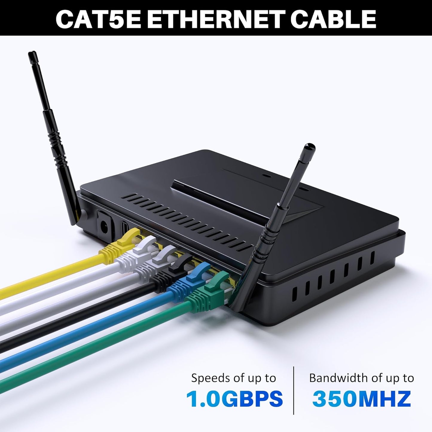Cat5e 300 5e RJ45 PS5 15 Ethernet Cable FT, Long Cat Internet Cable, White Snagless Patch Cord, Flexible, Network, LAN