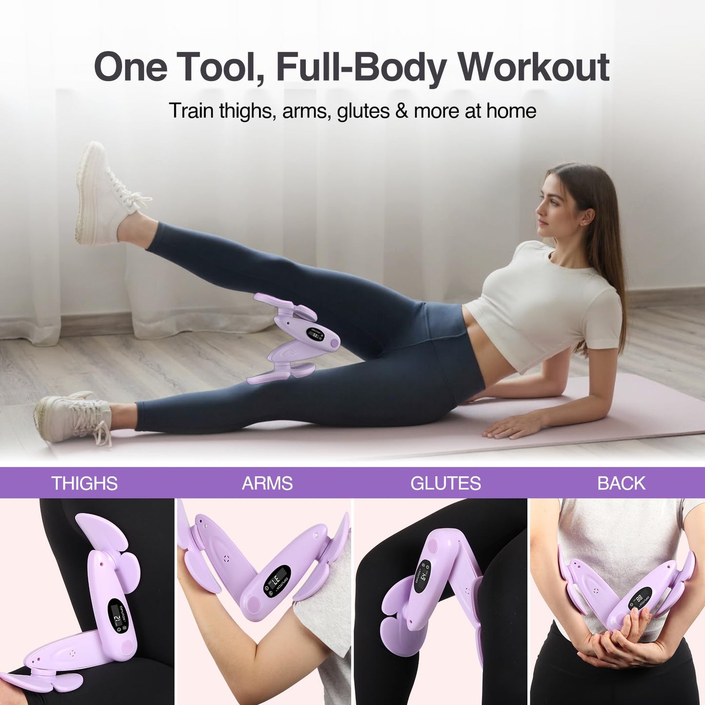Thigh Master Pelvic Floor Exercise Devices, Kegel Exerciser Pelvic Floor Muscle Trainer, Inner Thigh Trainer for Women with 3 Resistance Bands for Home Gym