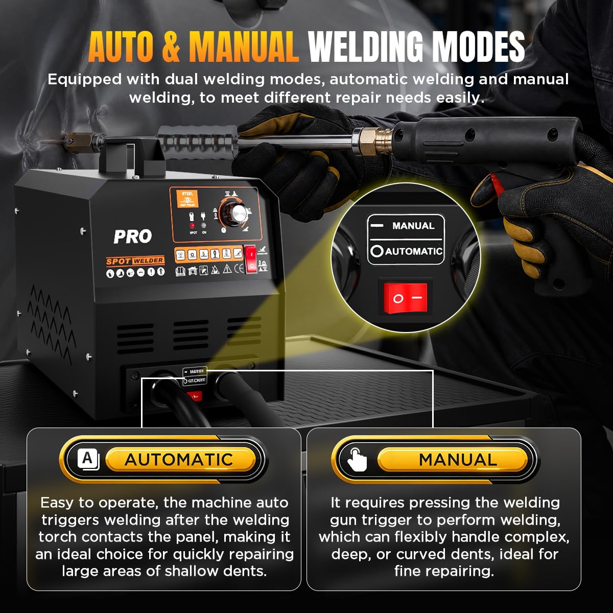Dent Puller Welder 3500W/4200A Spot Welder Dent Puller with 6 Welding Models, 15 Accessories Stud Welder Dent Repair Kit Manual & Auto Pro Spot Dent Puller for Car, Truck Body Dent Removal Tool 110V
