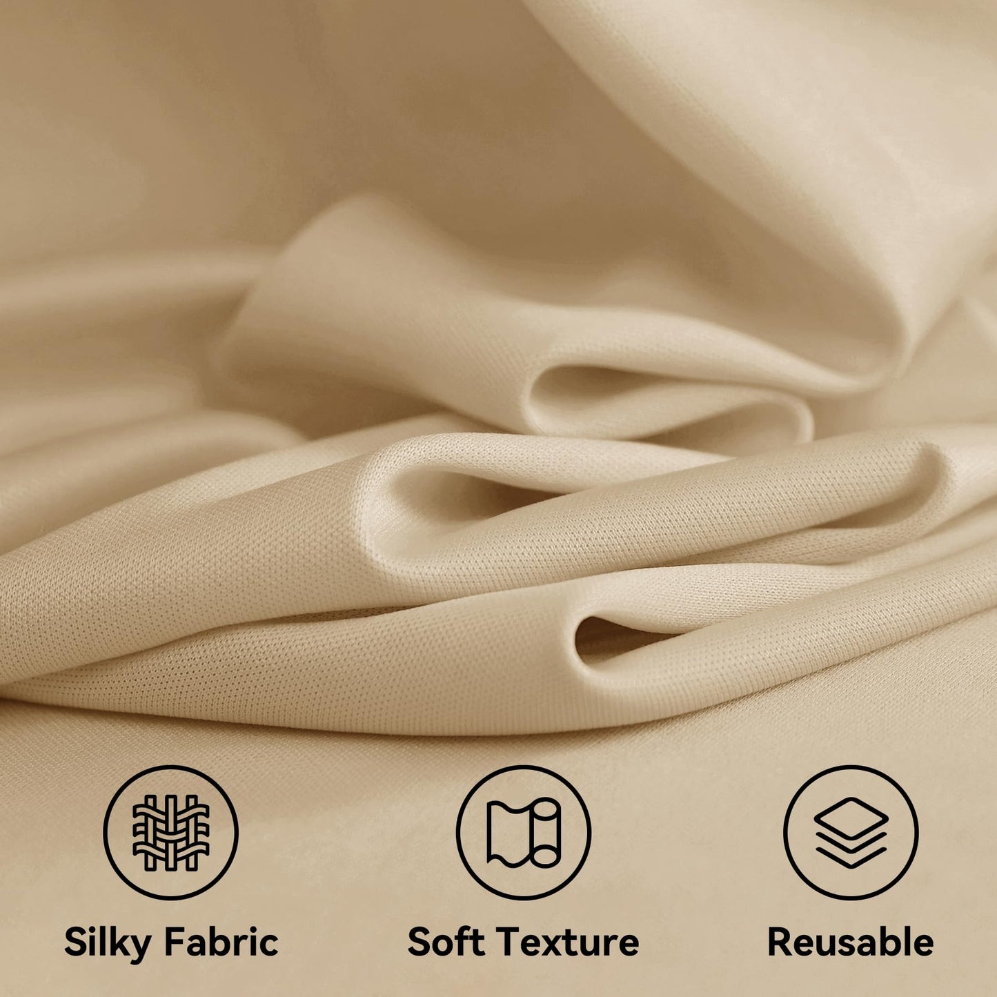 Htper 10 Panels 5x20ft Beige Ceiling Drapes for Wedding Parties, Wrinkle Free Thick Polyester 20ft Extra Long Wedding Draping Beige Ceiling Curtains Arch Drapery for Birthday Party Canopy Tent Decor