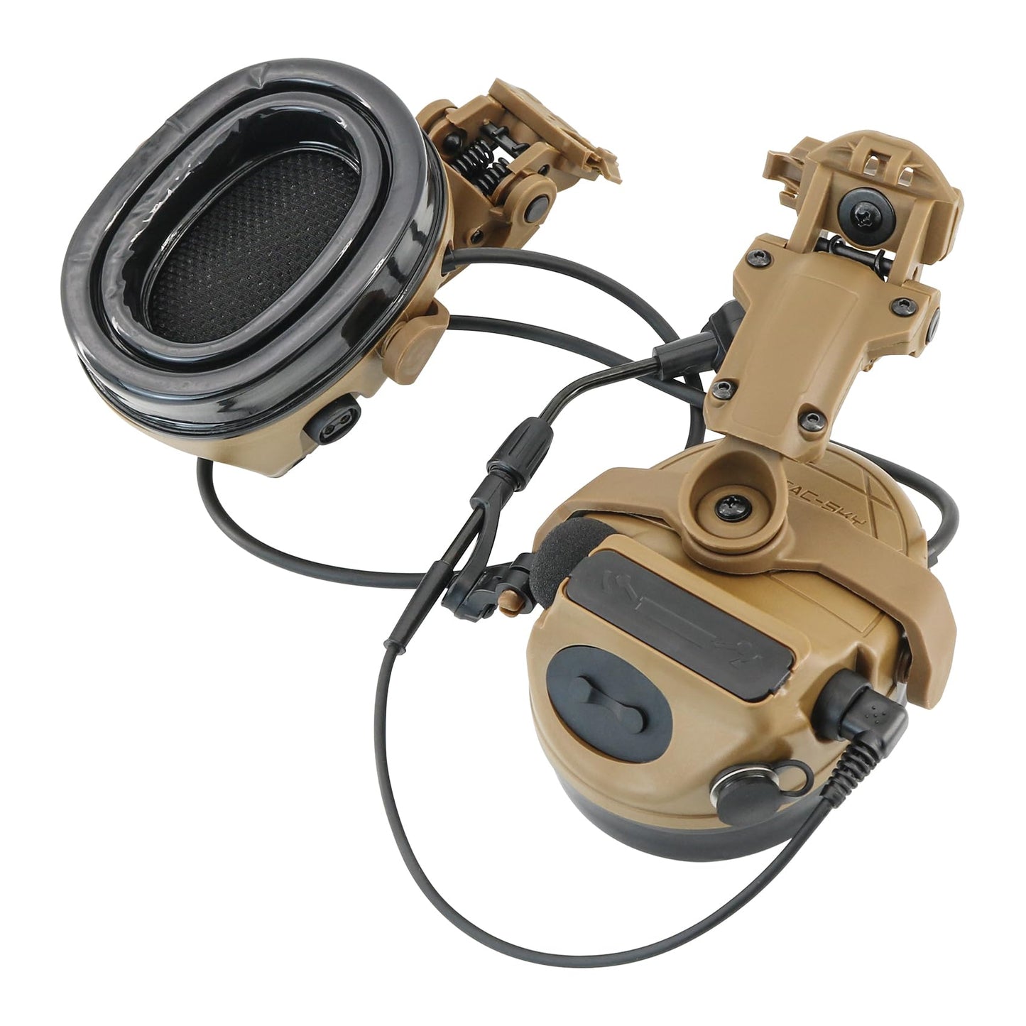 Hearangel Tactical Headset C5 PRO w/ARC Rail Adapter 2.0 Hearing Protection Sound Pickup U94 PTT Detachable Cable for Airsoft (Coyote Brown)