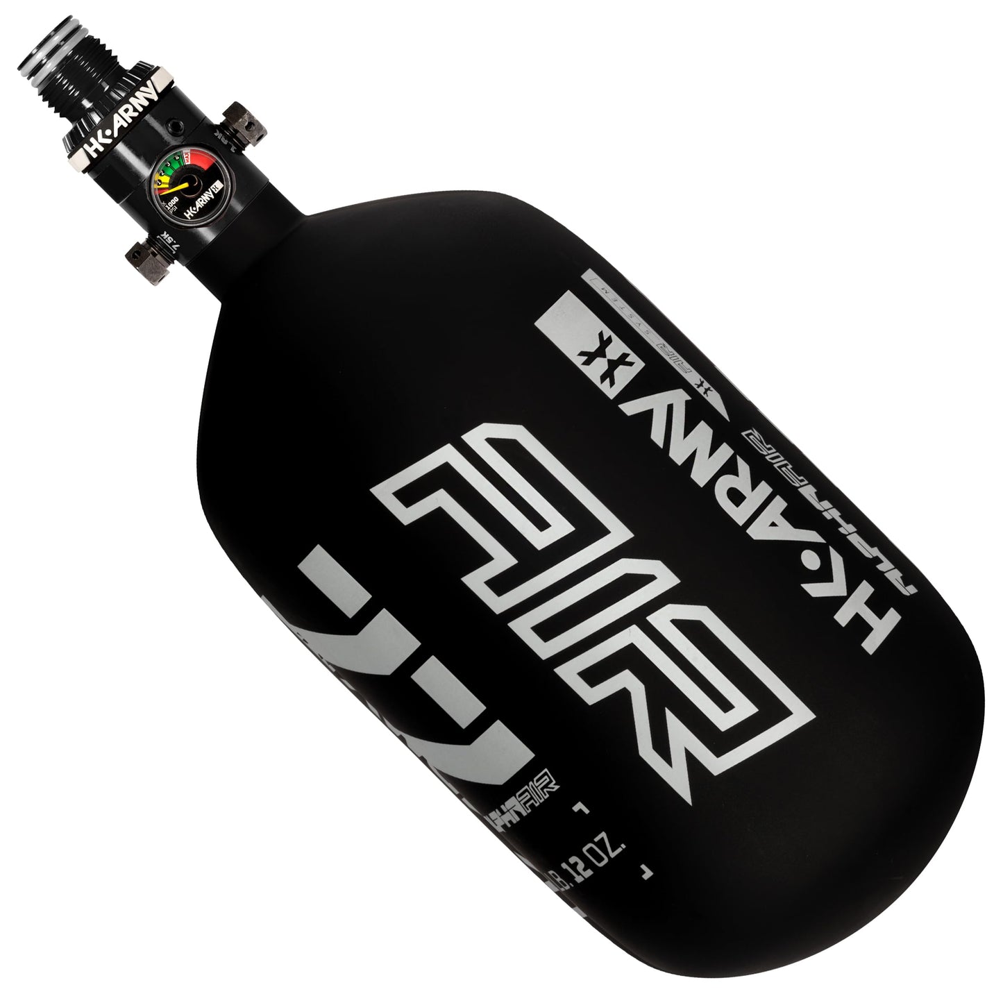 HK Army HPA Paintball Tank - Lightweight Alpha Air Carbon Fiber Compressed Air Tank - HP8 Reg 4500 psi (77ci - Shadow Black White, 77ci)