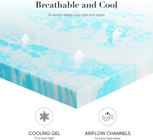 DUMOS Memory Foam Mattress Topper - 3 Inch Thick Cooling Gel Infused Twin Size Pad | Soft & Breathable