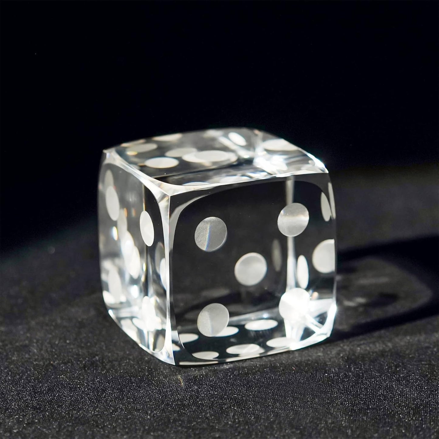 QFkris Glass Polyhedral Dice Block - Decorative 3D Laser Etched Crystal Art Cube | Clear Collectible Figurine