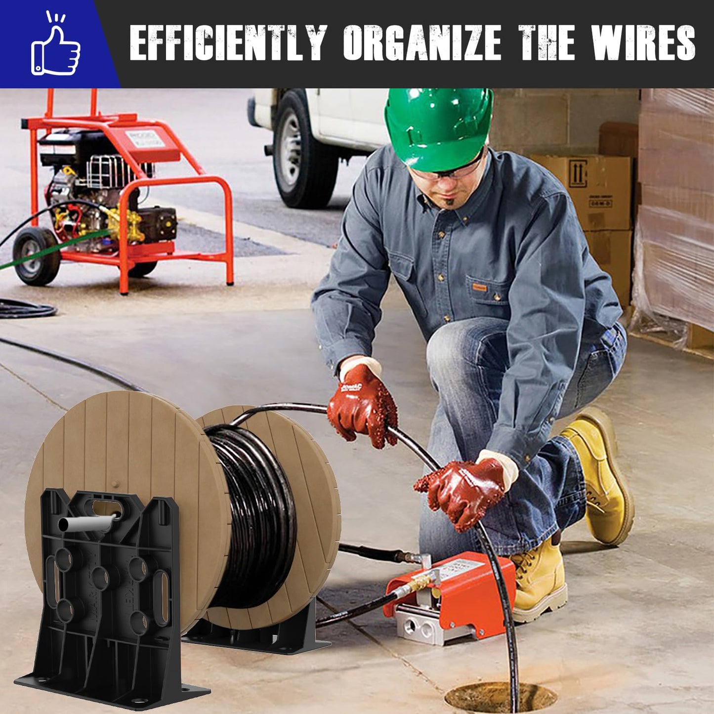 Multi Purpose Wire Dispenser, Cable/Wire Spool Rack, Wire Spool Caddy, Holds Spools Up to 34" In Diameter, Load Capacity 330 LBS, 1 Pair (BLACK)
