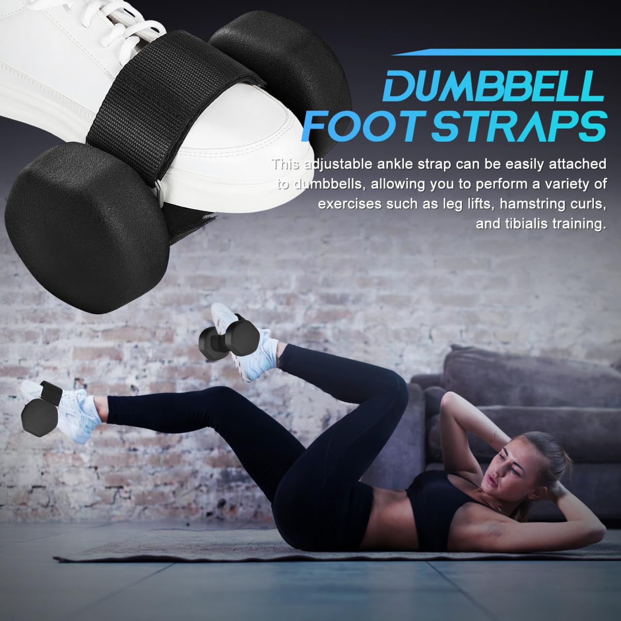 BESPORTBLE Feet Dumbbell Attachment 1 Pair Adjustable Ankle Weights Strap for Leg Extensions Hamstring Curls Hip Flexor Glute Kickbacks Home Gym Workout Gear