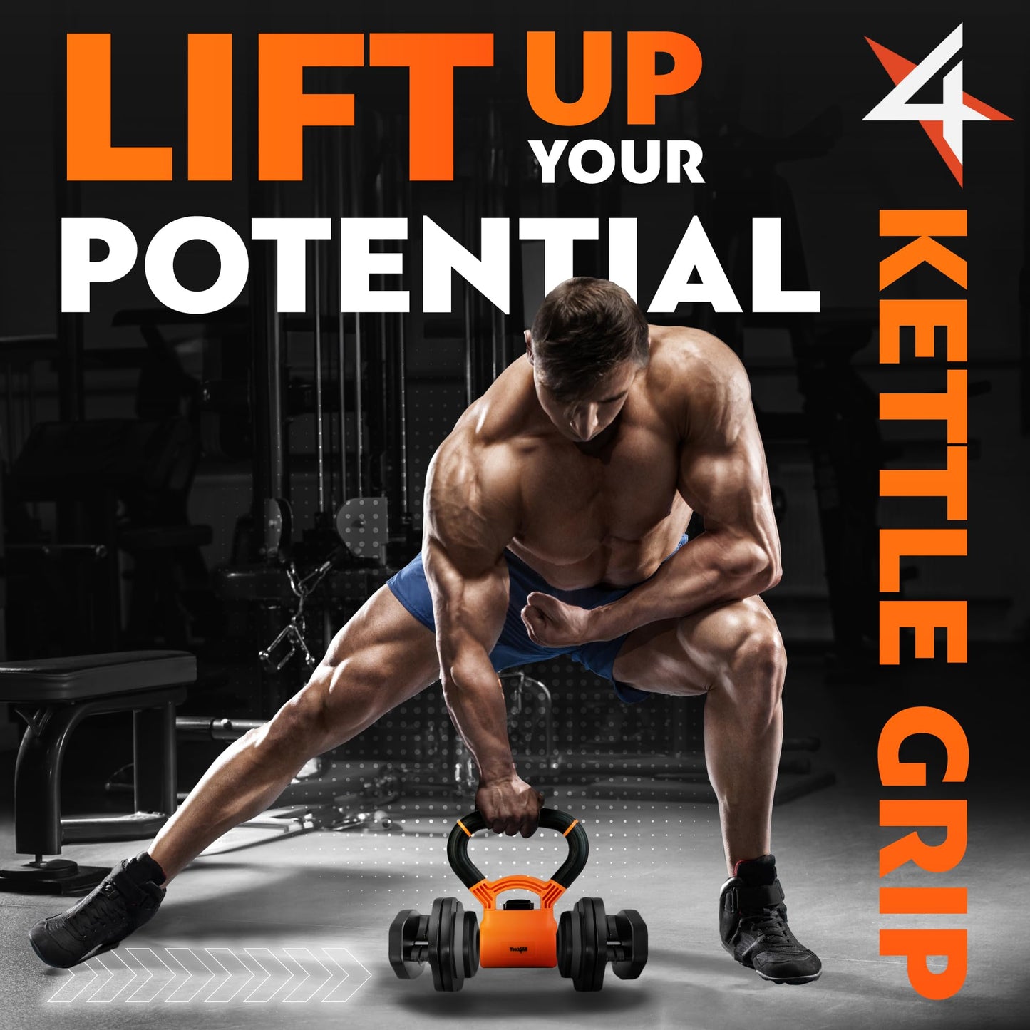 Yes4All Kettlebells Grip, Dumbbell Grip Handle, Convert Dumbbells into Kettlebell for Home Gym, Kettlebell for Weights Plate