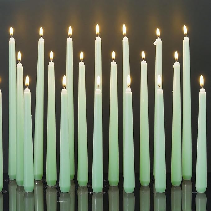 MTLEE Taper Candles 8/10/12 Multi Height Unscented Taper Candles 8 Burn Hours for Dinner Decorative Home Decoration Wedding Party Candlesticks(Bean Green,36)