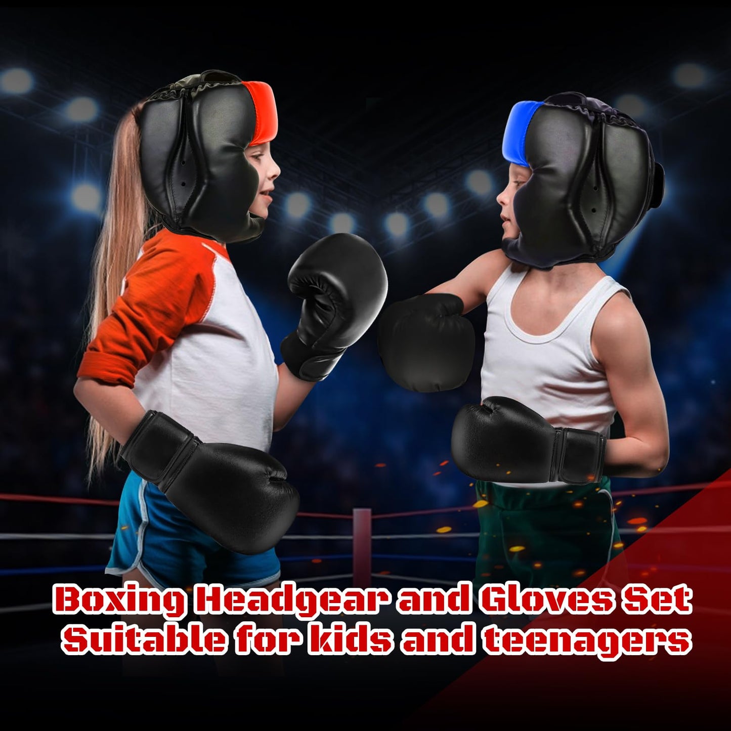 YORWHIN Boxing Headgear for Kids, Boxing Head Gear Training Sparring Safety Head Guard with Gloves, Protective Gear for MMA, Kickboxing, Muay Thai