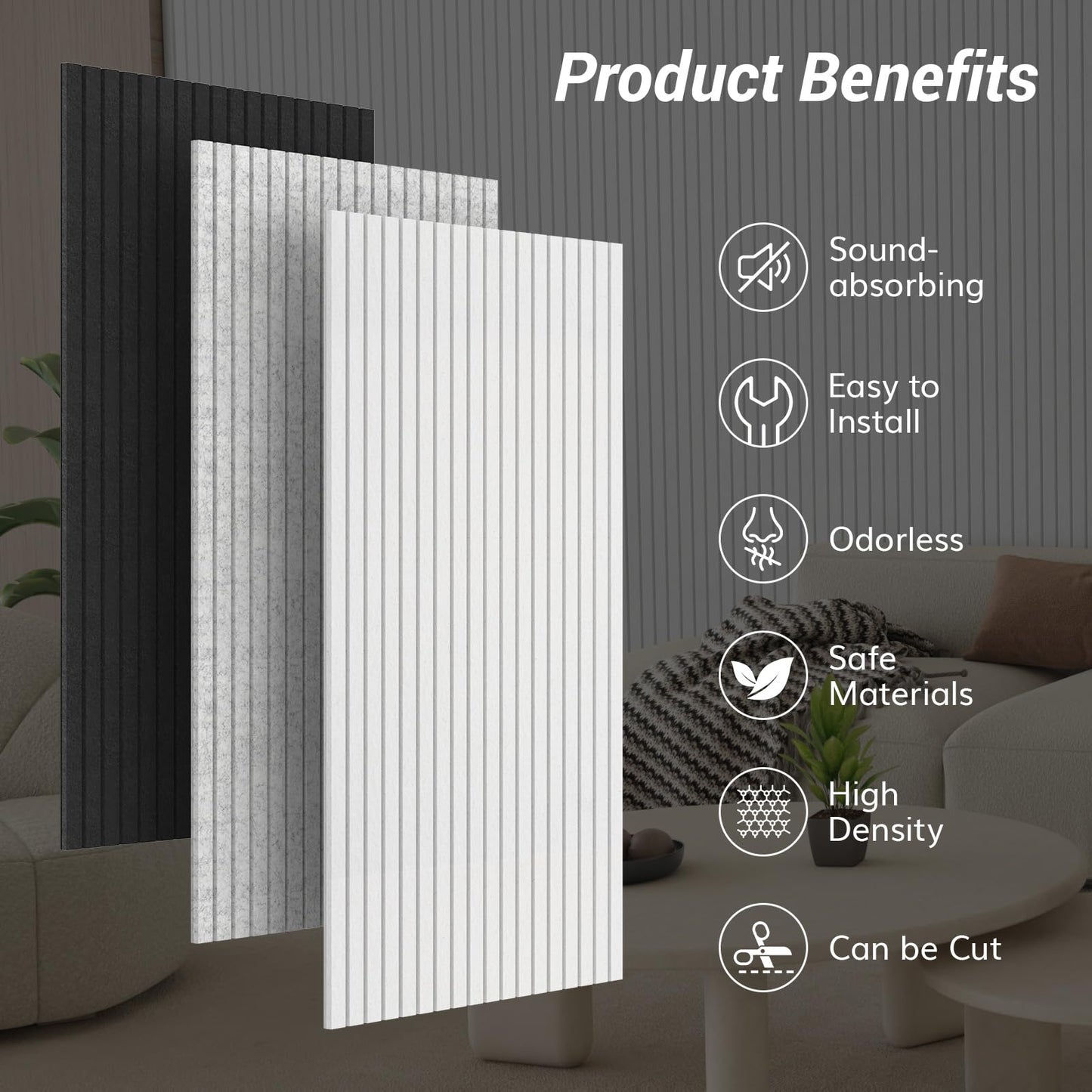 TONOR 8 Pack Large Acoustic Panels,47.2" X 23.6" X 0.35" Acoustical Wall Panel, Self-Adhesive Sound Proof Panels, Decorative Soundproof Wall Panels for Echo Absorption for Home Studio Office, Black