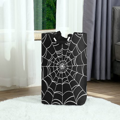 50L Laundry Basket Halloween Spider Foldable Laundry Hamper with Padded Handles Waterproof Durable Clothes Hamper Storage Basket for Clothes Organizer