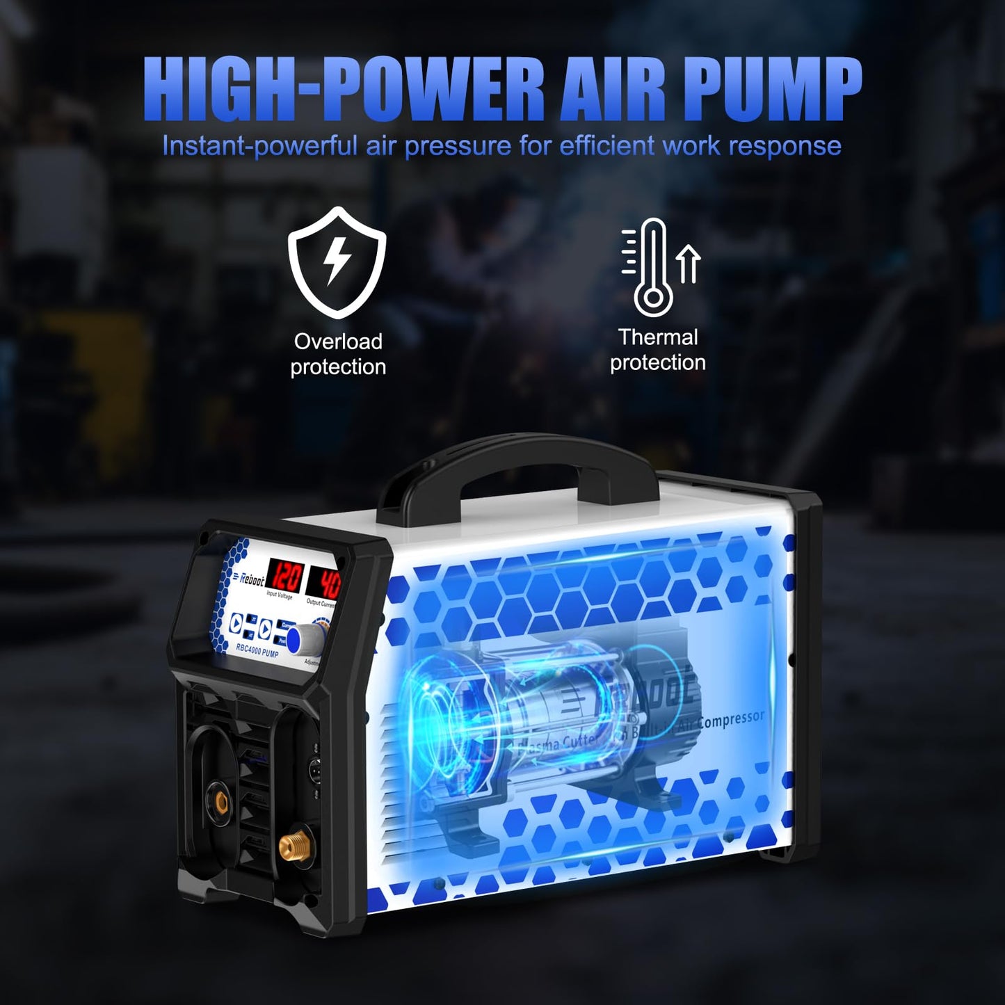 Plasma Cutter With Built In Air Compressor 40A 120V IGBT Inverter Digital Cutting Machine with Consumables fits Torch PT31 LG40