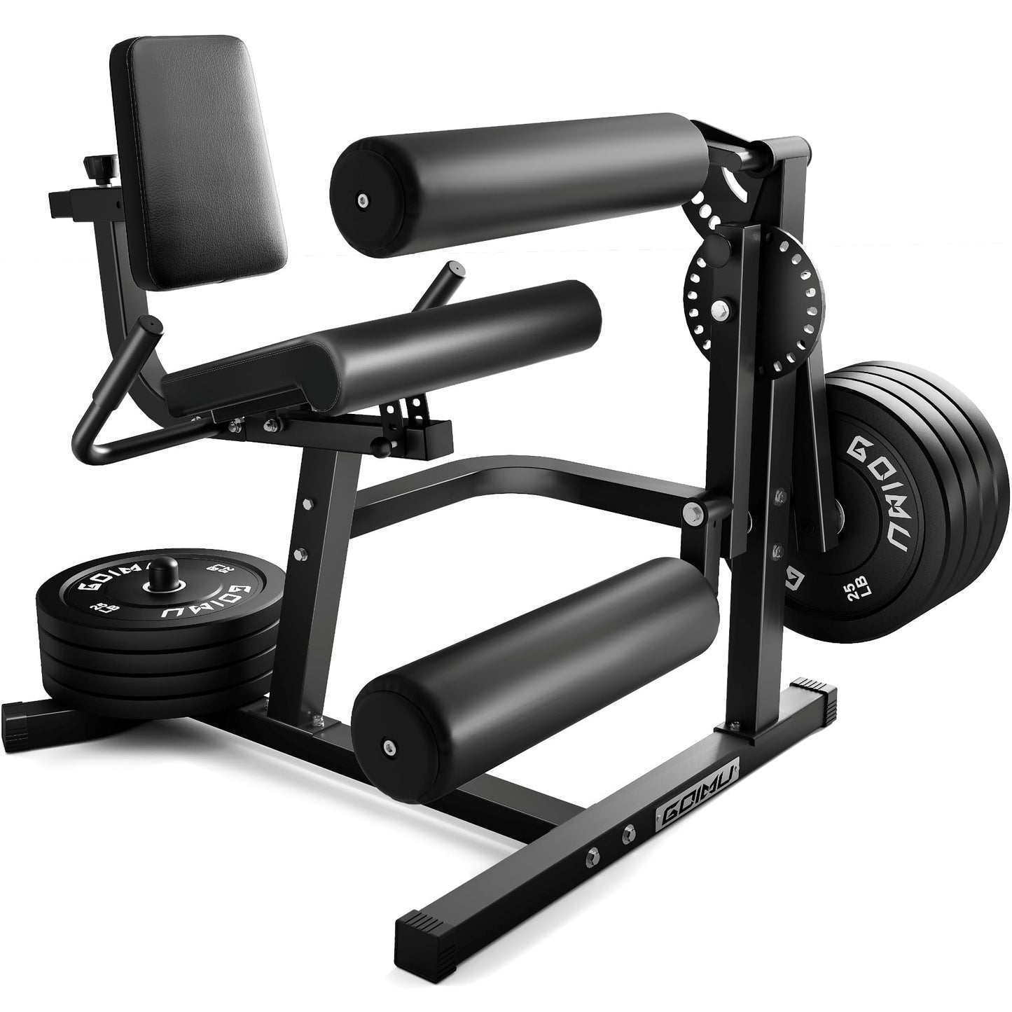 Leg Extension and Curl Machine, GOIMU 4 in 1 Lower Body Workout Machine, Adjustable Leg Curl Machine with Plate Loaded, Leg Extension Machine with Exercise Bench, Home Gym Weight Machine