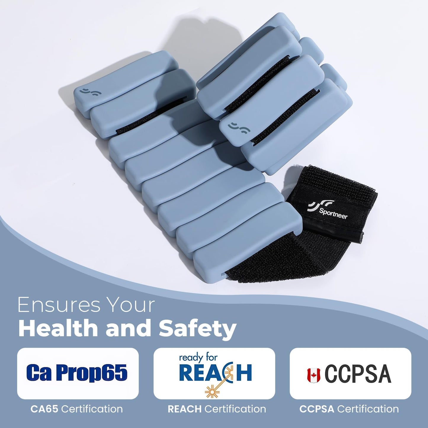 Sportneer Wrist & Ankle Weights for Women & Men Set of 2 (1LB/2LB Each) - Soft Silicone Arm & Leg Weights for Pilates, Yoga, Walking, Barre, Home Workout, Water Aerobics(Misty Blue, 2 LB x 2)