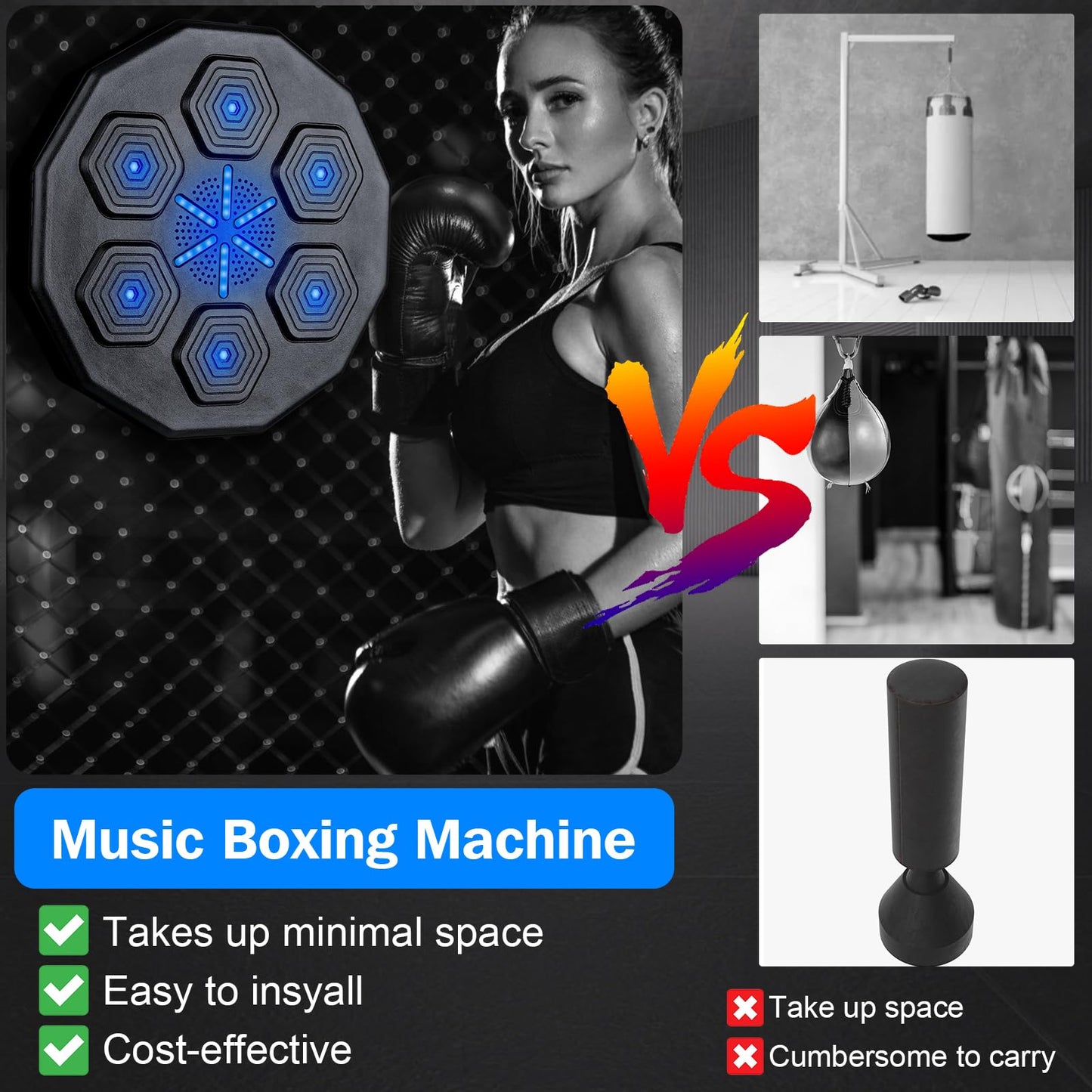 Beyn 2026 New Music Boxing Machine, Upgraded 2.0 Smart Bluetooth Music Boxing Parent-Child Games, Wall-Mounted Exercise Equipment for Home Exercise