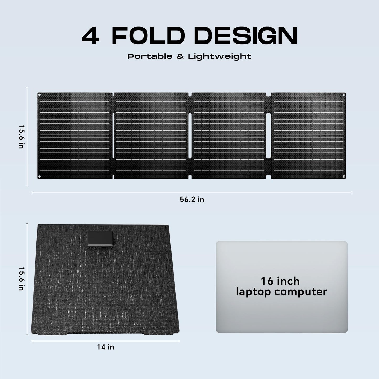 MARBERO 100W Portable Solar Panel IP68 Waterproof 100 Watt 20V Foldable Solar Panel Charger for Power Station QC3.0 USB & DC Output >23% High Efficiency for Camping Outdoor Home RV Blackout Cloudy
