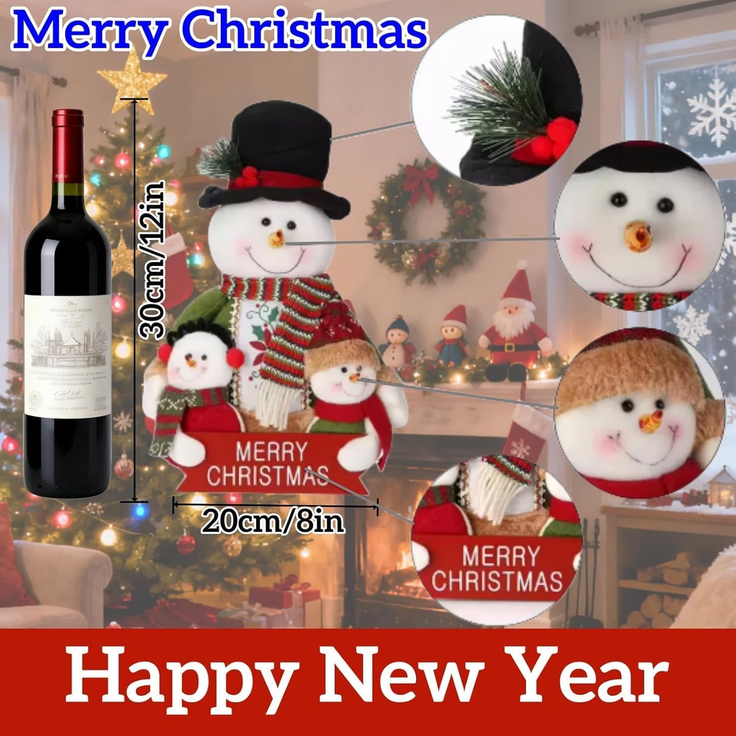 Skiennix 12-Inch Plush Snowman Decor - Adorable Indoor Christmas Decoration for Office & Home
